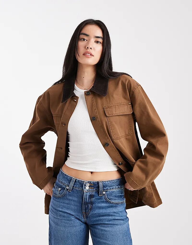 ONLY длинная куртка с воротником-стойкой коричневого цвета
ONLY длинная куртка с воротником-стойкой коричневого цвета