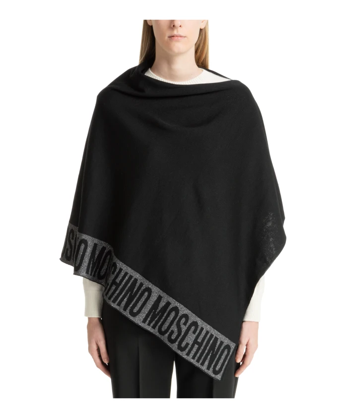 Простое пончо с логотипом Moschino, черный 
Простое пончо с логотипом Moschino, черный