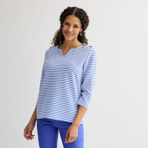 Женский топ с застежкой на пуговицы на плече и разрезом на горловине Croft & Barrow, синий
Женский топ с застежкой на пуговицы на плече и разрезом на горловине Croft & Barrow, синий