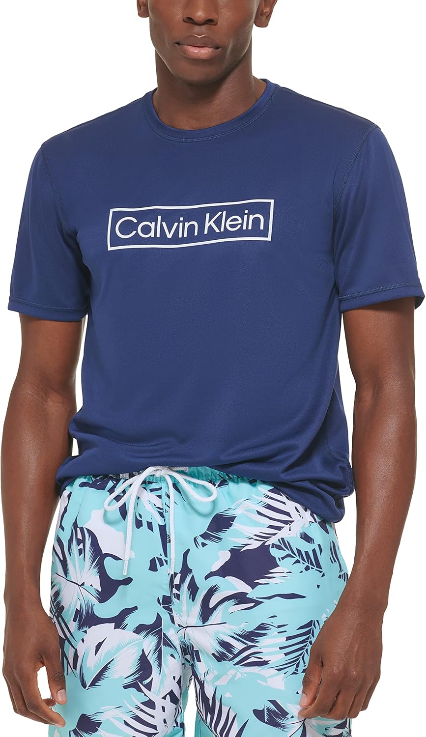 Calvin Klein Mens Light Weight Quick Dry Short Sleeve 40+ UPF Protection, Navy Logo
Calvin Klein Mens Light Weight Quick Dry Short Sleeve 40+ UPF Protection, Navy Logo