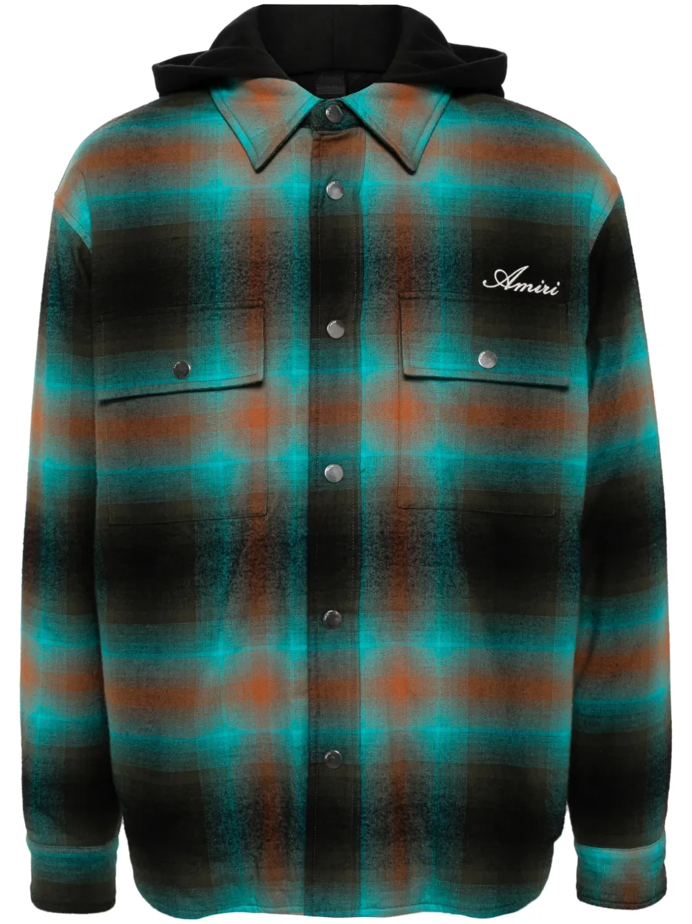 Клетчатая куртка-рубашка с вышитым логотипом AMIRI, коричневый
Клетчатая куртка-рубашка с вышитым логотипом AMIRI, коричневый