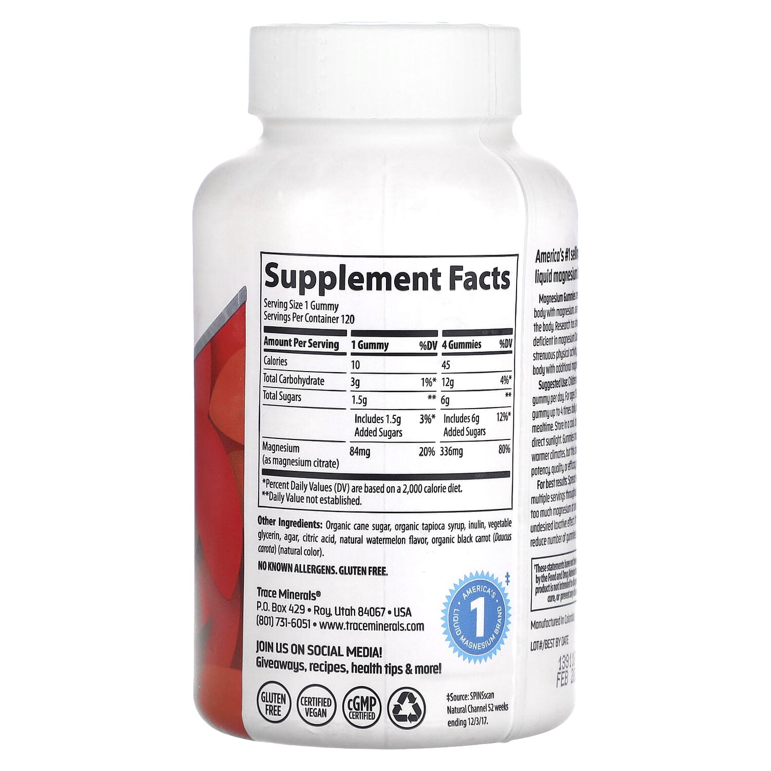 Trace Minerals Жевательные мармеладки с магнием арбуз 120 жевательных таблеток
Trace Minerals Жевательные мармеладки с магнием арбуз 120 жевательных таблеток