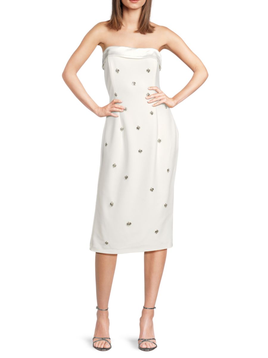 Платье-бандо миди с бисером Zac Posen, белый
Платье-бандо миди с бисером Zac Posen, белый
