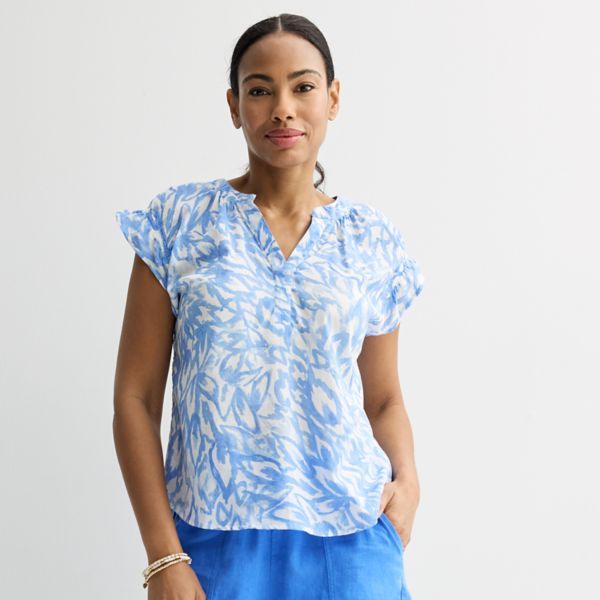 Женская рубашка с рукавами «летучая мышь» с рюшами Sonoma Goods For Life, цвет white blue foliage
Женская рубашка с рукавами «летучая мышь» с рюшами Sonoma Goods For Life, цвет white blue foliage