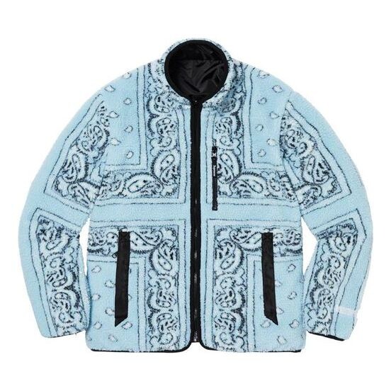 Куртка fw19 week 3 reversible bandana fleece jacket Supreme, синий 
Куртка fw19 week 3 reversible bandana fleece jacket Supreme, синий
