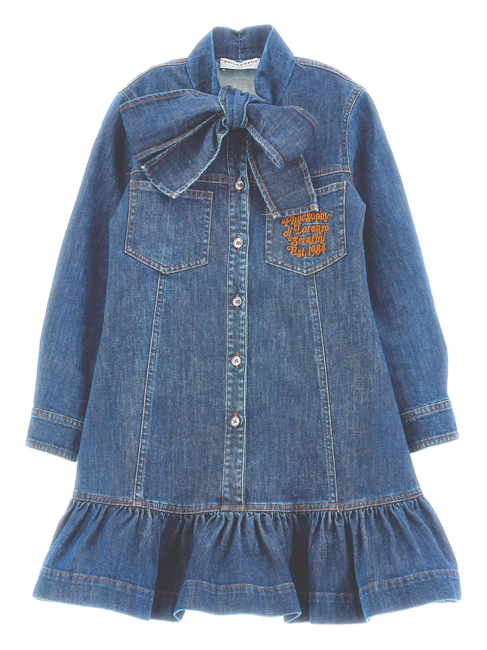 Джинсовое платье с оборками и бантом Philosophy Di Lorenzo Serafini Kids, синий
Джинсовое платье с оборками и бантом Philosophy Di Lorenzo Serafini Kids, синий