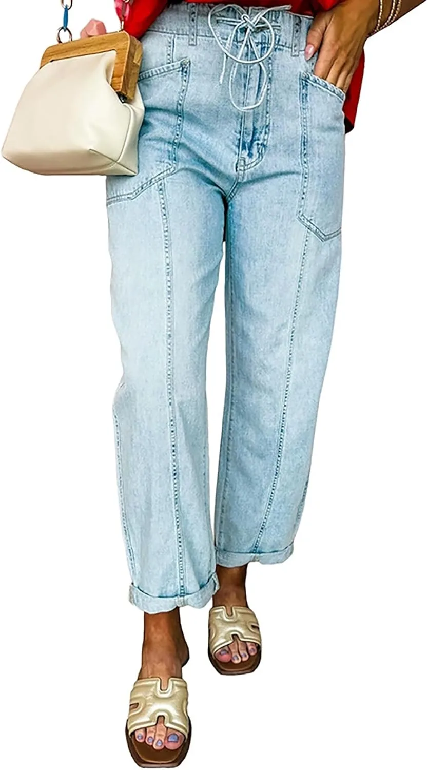 Женские джинсы с завязками и широкими штанинами QLAUYIOE
Женские джинсы с завязками и широкими штанинами QLAUYIOE