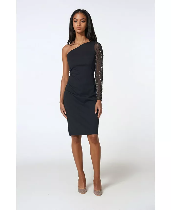 Женское платье миди на одно плечо с бисером Bebe, черный
Женское платье миди на одно плечо с бисером Bebe, черный