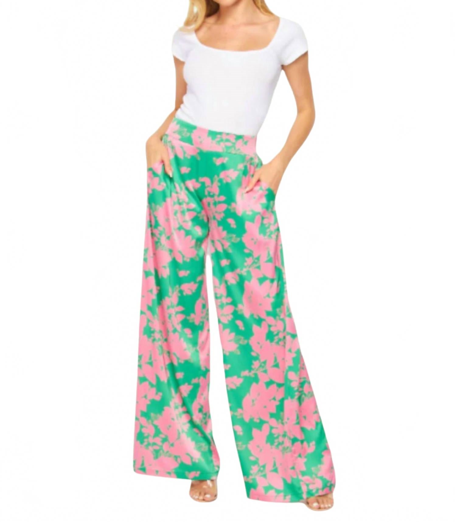 Широкие брюки Terri с розово-зеленым цветочным принтом Big Hit Fashion, Pink Green Floral
Широкие брюки Terri с розово-зеленым цветочным принтом Big Hit Fashion, Pink Green Floral