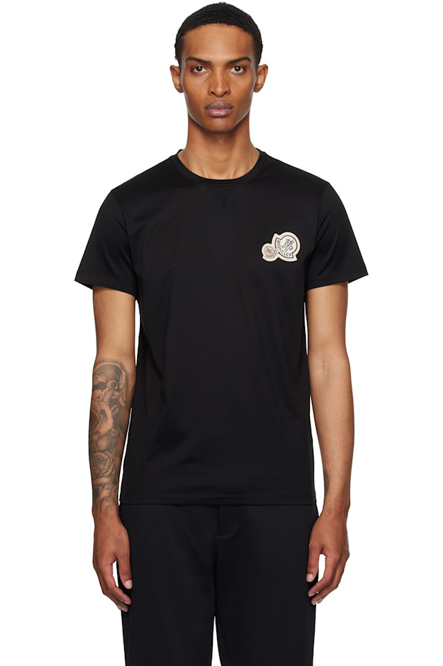 Футболка из хлопка с двойным логотипом Moncler, черный 
Футболка из хлопка с двойным логотипом Moncler, черный