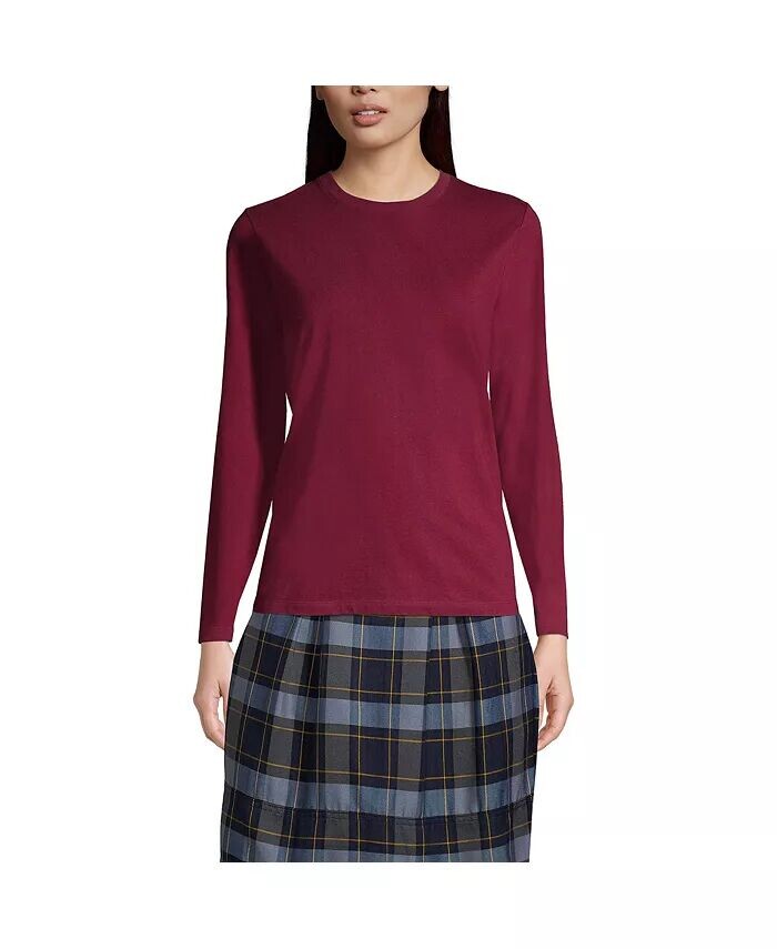 Женская футболка Essential с длинным рукавом для школьной формы Lands' End, красный 
Женская футболка Essential с длинным рукавом для школьной формы Lands' End, красный