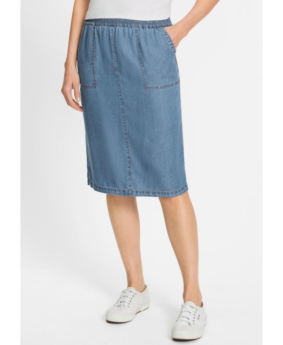 Женская мягкая джинсовая юбка на резинке Olsen, Blue denim
Женская мягкая джинсовая юбка на резинке Olsen, Blue denim