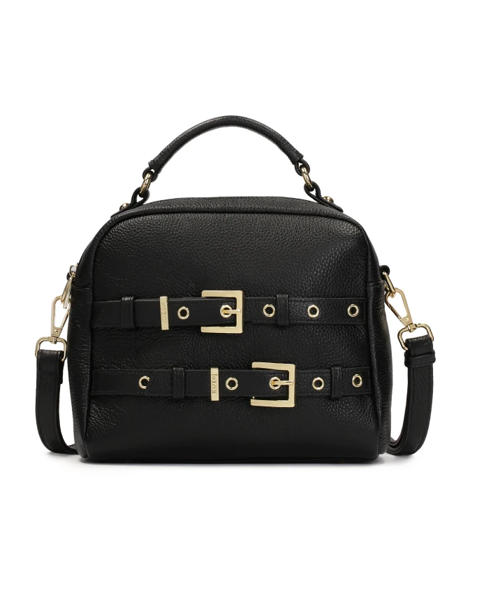 Сумочка с ручкой и ремешком, украшенная пряжками. Kazar, черный
Сумочка с ручкой и ремешком, украшенная пряжками. Kazar, черный