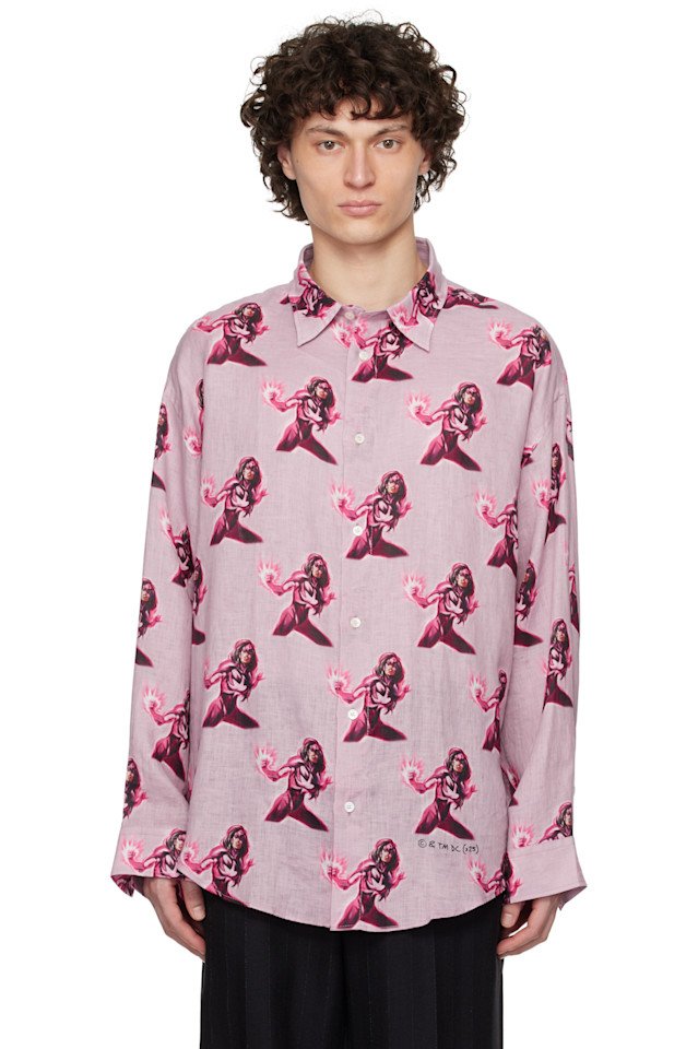 Печатная рубашка на пуговицах Acne Studios, розовый
Печатная рубашка на пуговицах Acne Studios, розовый