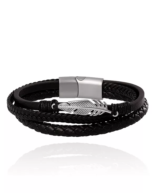 Мужской трехрядный черный кожаный браслет с серебряными вставками Lucky Brand, black/silver
Мужской трехрядный черный кожаный браслет с серебряными вставками Lucky Brand, black/silver