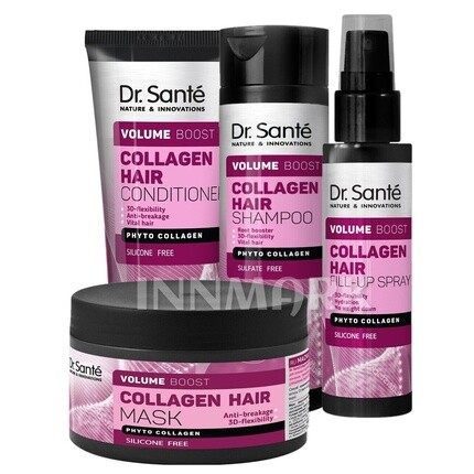 Sante Collagen Hair Volume Boost Collection Шампунь-Кондиционер Спрей-Маска, Dr Sante 
Sante Collagen Hair Volume Boost Collection Шампунь-Кондиционер Спрей-Маска, Dr Sante