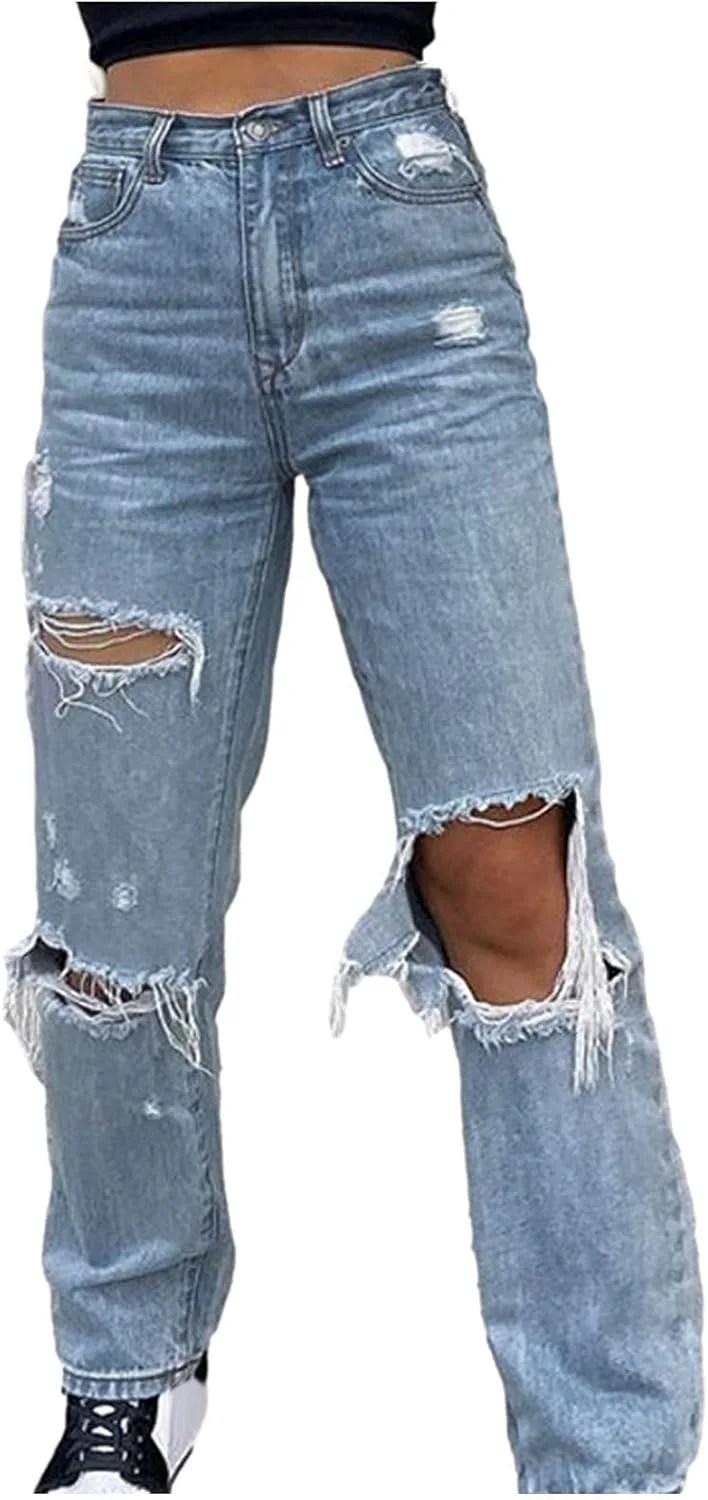 Женские джинсы Relaxed Fit с потертостями и разрывами Straight Wide Leg Boyfriend
Женские джинсы Relaxed Fit с потертостями и разрывами Straight Wide Leg Boyfriend