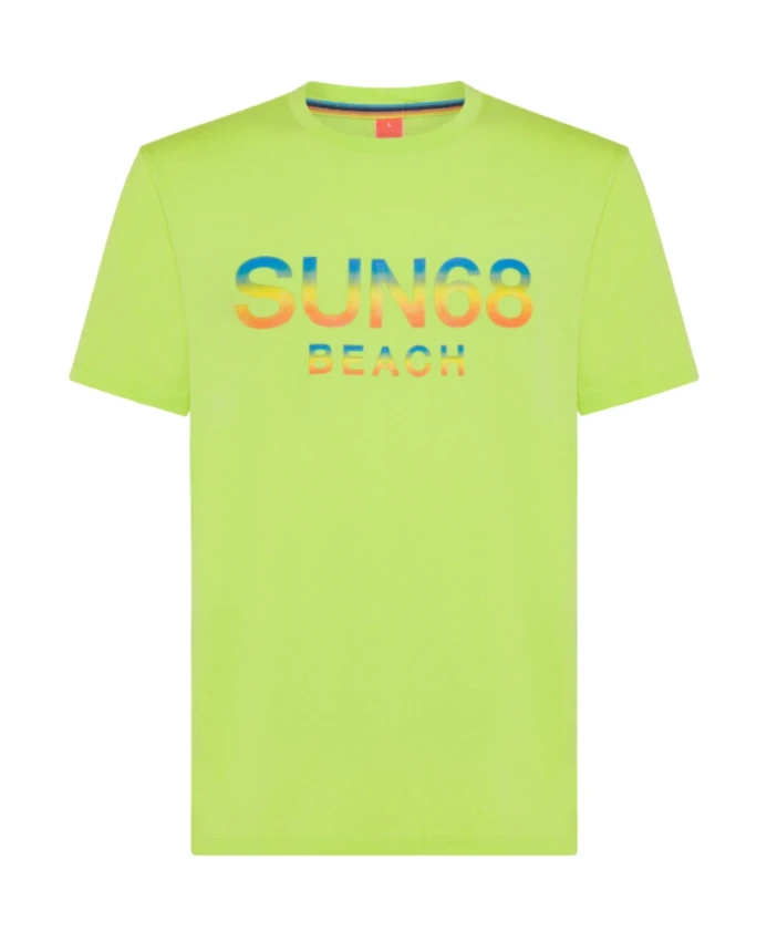 Желтая хлопковая футболка с большим логотипом Sun68, зеленый
Желтая хлопковая футболка с большим логотипом Sun68, зеленый