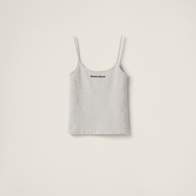 Бесшовный пятнистый топ Miu Miu, серый
Бесшовный пятнистый топ Miu Miu, серый