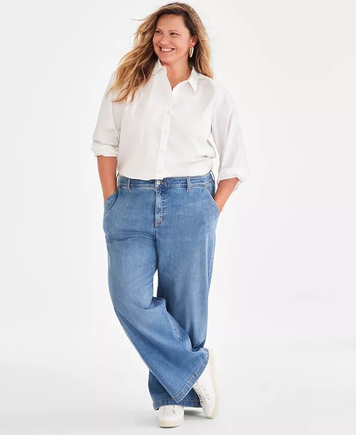 Джинсы больших размеров с высокой посадкой и широкими штанинами Style & Co, синий
Джинсы больших размеров с высокой посадкой и широкими штанинами Style & Co, синий