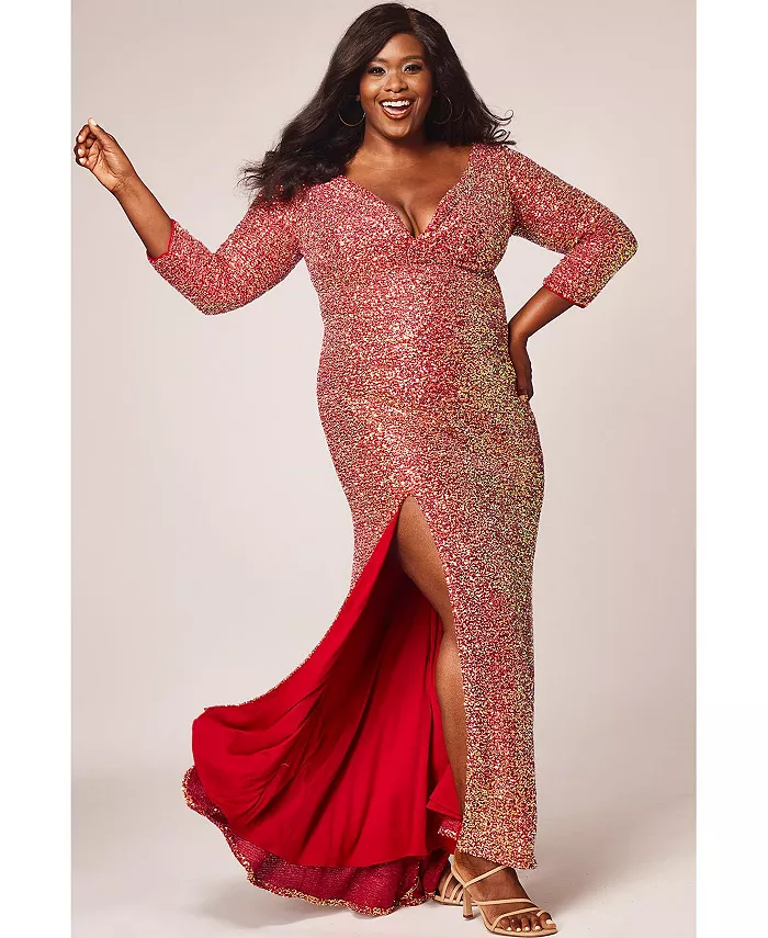 Женское облегающее платье с V-образным вырезом, многомерными пайетками, длинными рукавами, больших размеров Sydney's Closet, красный
Женское облегающее платье с V-образным вырезом, многомерными пайетками, длинными рукавами, больших размеров Sydney's Closet, красный
