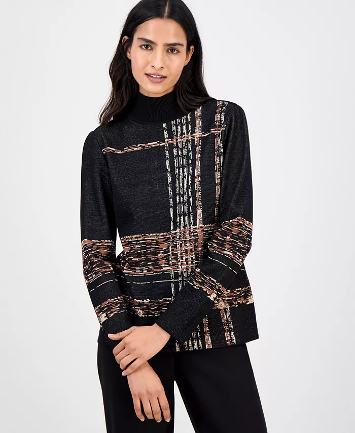 Женская водолазка с длинными рукавами и абстрактным клетчатым узором Anne Klein, черный
Женская водолазка с длинными рукавами и абстрактным клетчатым узором Anne Klein, черный
