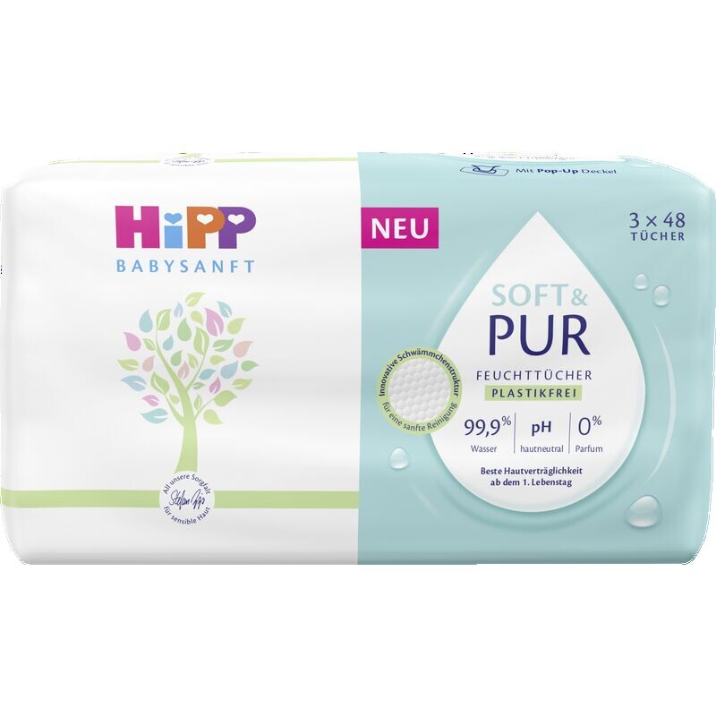 Влажные салфетки Babysanft Soft и Pur HiPP, 144 шт.
Влажные салфетки Babysanft Soft и Pur HiPP, 144 шт.