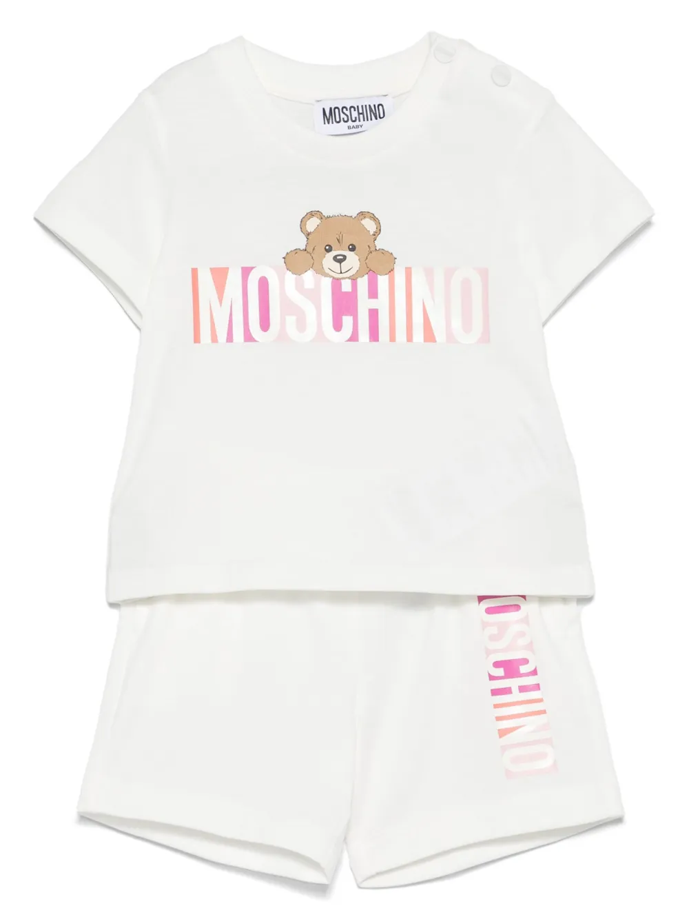 Комплект Teddy Bear из футболки и шортов Moschino Kids, белый
Комплект Teddy Bear из футболки и шортов Moschino Kids, белый