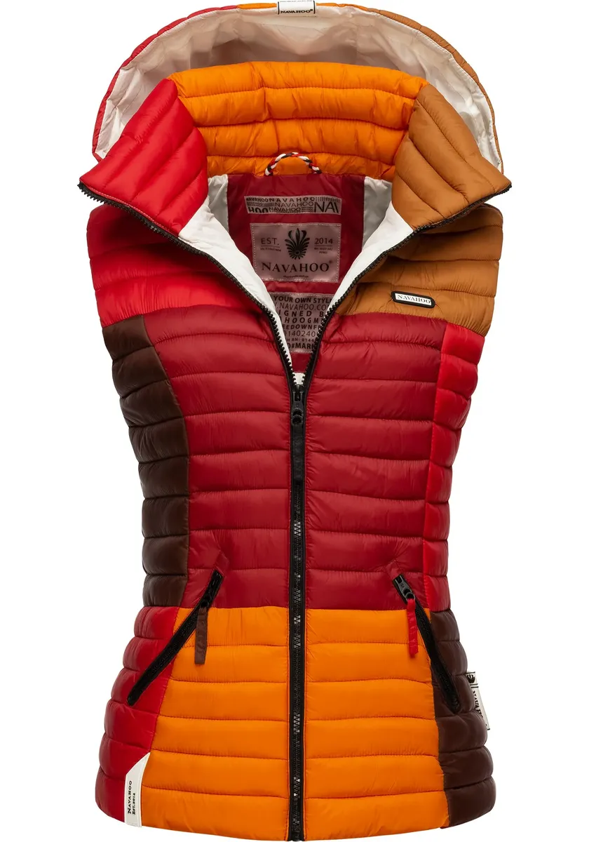 Стеганый жилет Navahoo "Shadaa Multikulti", женский жилет без рукавов в стиле колор-блок с капюшоном, коричневый
Стеганый жилет Navahoo "Shadaa Multikulti", женский жилет без рукавов в стиле колор-блок с капюшоном, коричневый
