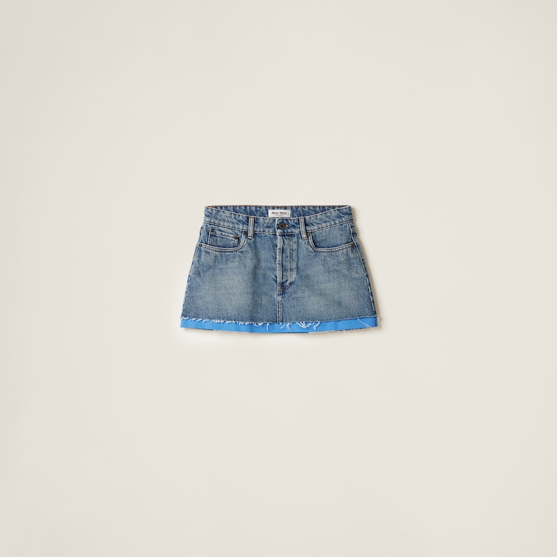 Короткая юбка из денима и поплина Miu Miu, синий
Короткая юбка из денима и поплина Miu Miu, синий