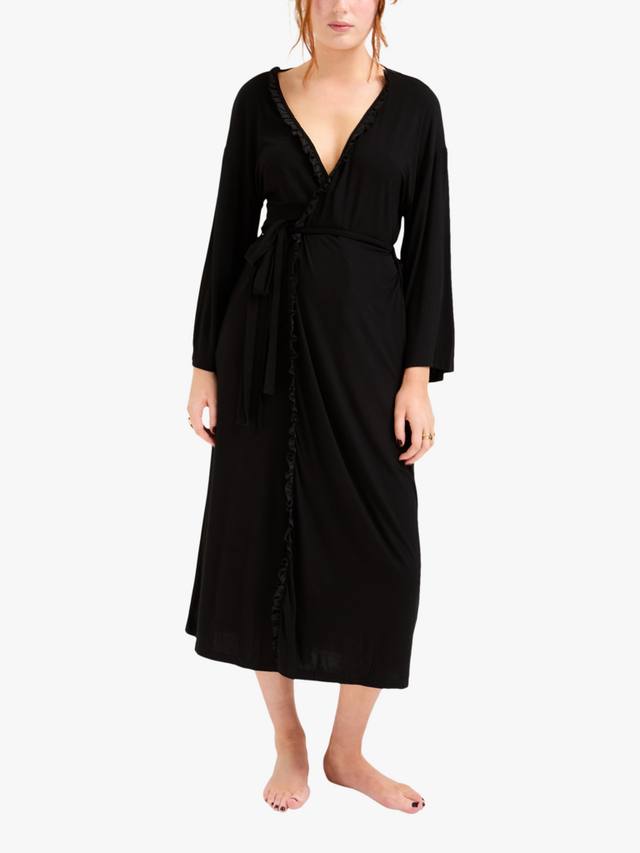 Бамбуковый кимоно-халат с оборками Pretty You London, Black
Бамбуковый кимоно-халат с оборками Pretty You London, Black