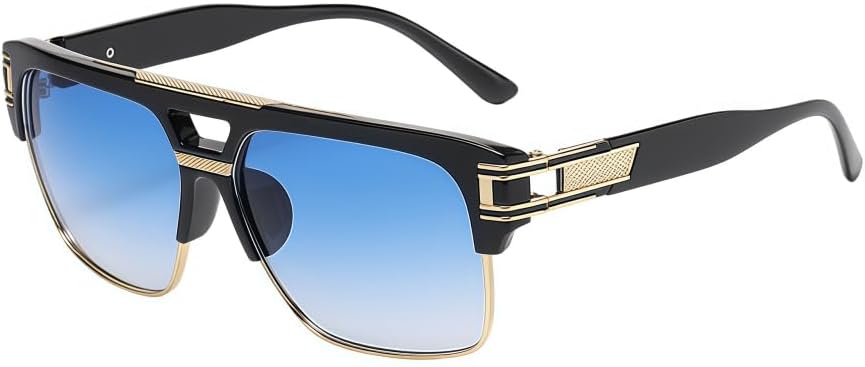 Ретро-солнцезащитные очки квадратной формы для мужчин, классические большие полуободковые очки с золотистой оправой из сплава и защитой от УФ-излучения UV400 MAZNVISO, Blue
Ретро-солнцезащитные очки квадратной формы для мужчин, классические большие полуободковые очки с золотистой оправой из сплава и защитой от УФ-излучения UV400 MAZNVISO, Blue