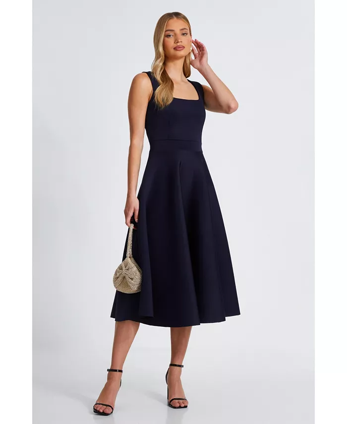 Женское платье-трапеция с квадратным вырезом из пеноматериала Scuba Foam QUIZ, синий 
Женское платье-трапеция с квадратным вырезом из пеноматериала Scuba Foam QUIZ, синий