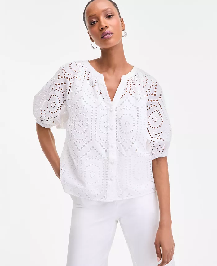 Женская хлопковая блузка с рукавами-фонариками и ажурной вышивкой I.N.C. International Concepts, белый
Женская хлопковая блузка с рукавами-фонариками и ажурной вышивкой I.N.C. International Concepts, белый