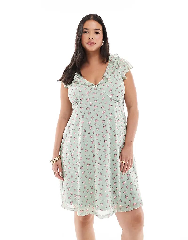 Мини-платье New Look Curve с оборкой на горловине и цветочным принтом зеленого цвета New Look Plus
Мини-платье New Look Curve с оборкой на горловине и цветочным принтом зеленого цвета New Look Plus