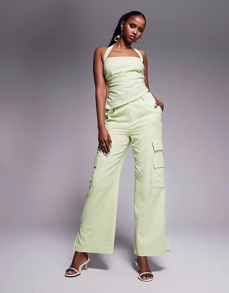 Эксклюзивные брюки-карго Kaiia с карманами и льняным эффектом в цвете яблочно-зеленый
Эксклюзивные брюки-карго Kaiia с карманами и льняным эффектом в цвете яблочно-зеленый