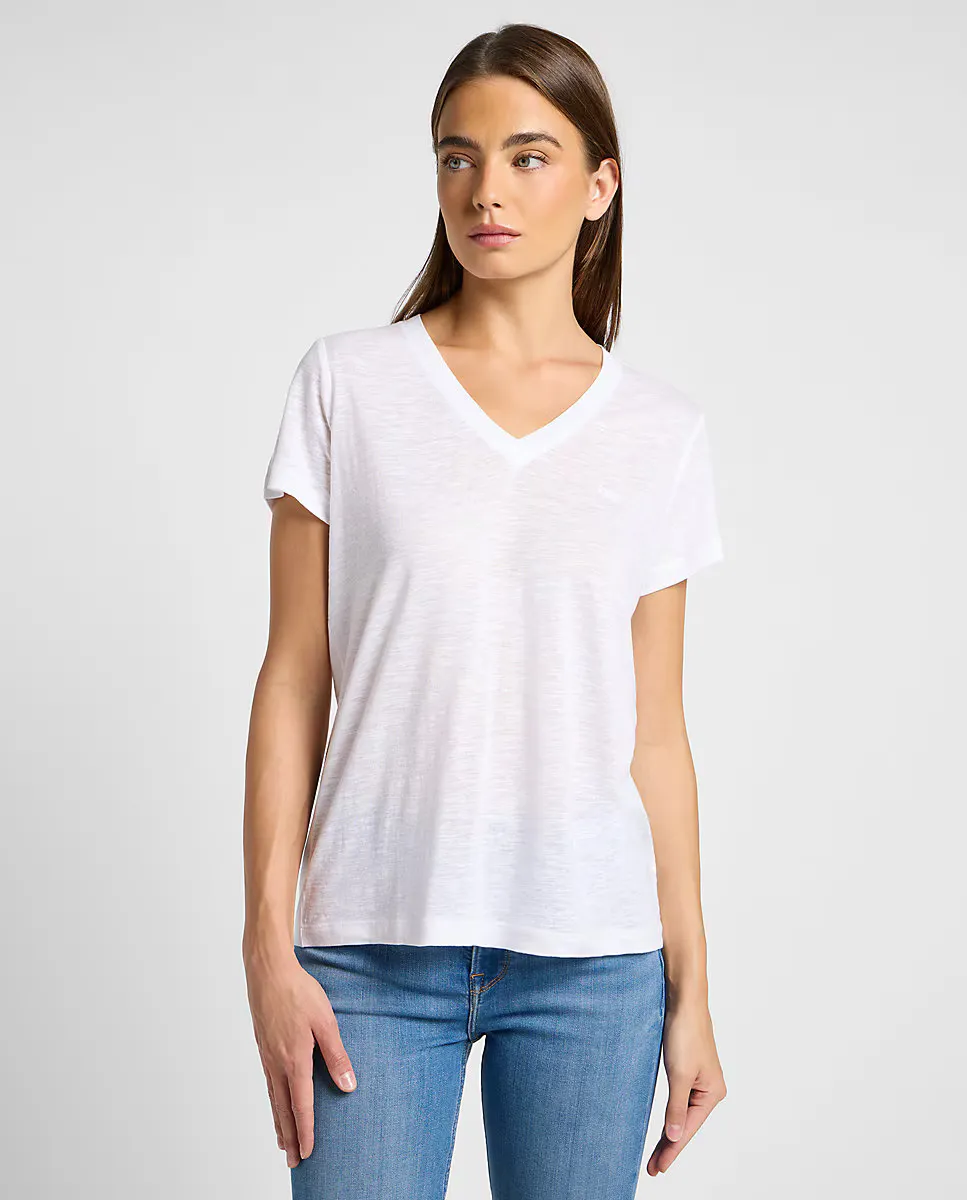 Женская футболка с короткими рукавами и V-образным вырезом Lee, белый
Женская футболка с короткими рукавами и V-образным вырезом Lee, белый