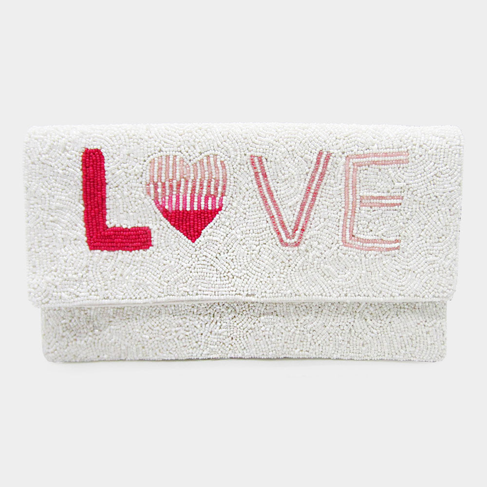 Сумка-клатч с бисерным узором в виде любовного послания FASHNZFAB, белый
Сумка-клатч с бисерным узором в виде любовного послания FASHNZFAB, белый