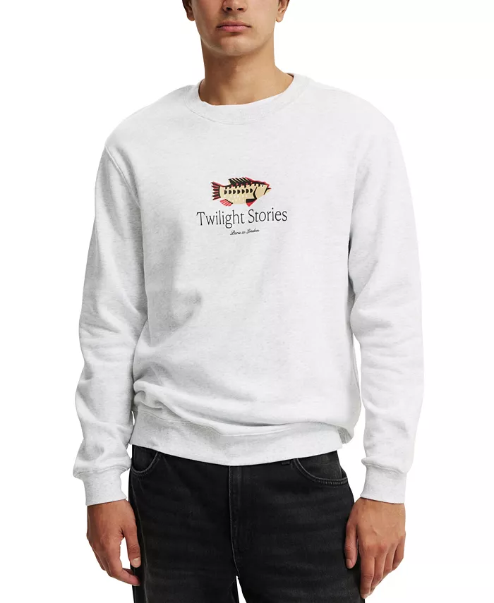 Мужской флисовый свитшот с принтом COTTON ON, серебряный 
Мужской флисовый свитшот с принтом COTTON ON, серебряный