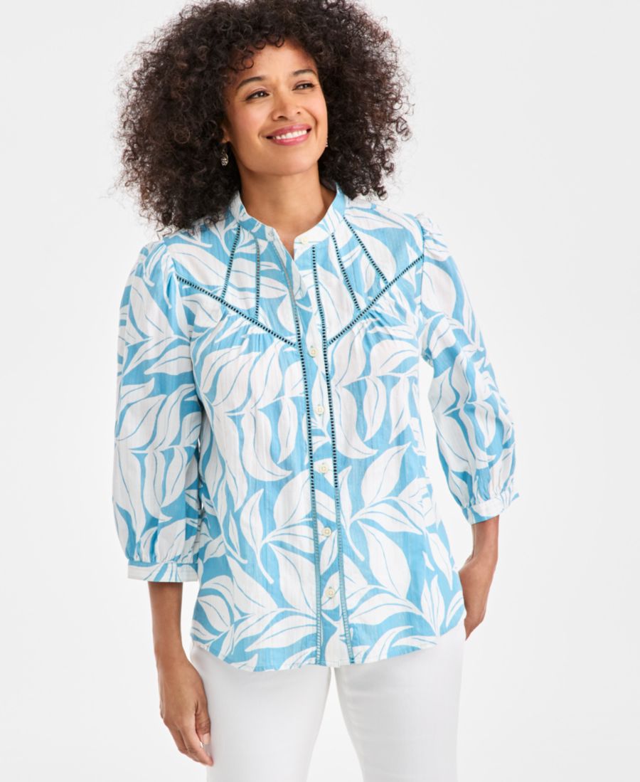 Женская крестьянская рубашка с рукавами 3/4 Style & Co, Blue Leaves
Женская крестьянская рубашка с рукавами 3/4 Style & Co, Blue Leaves