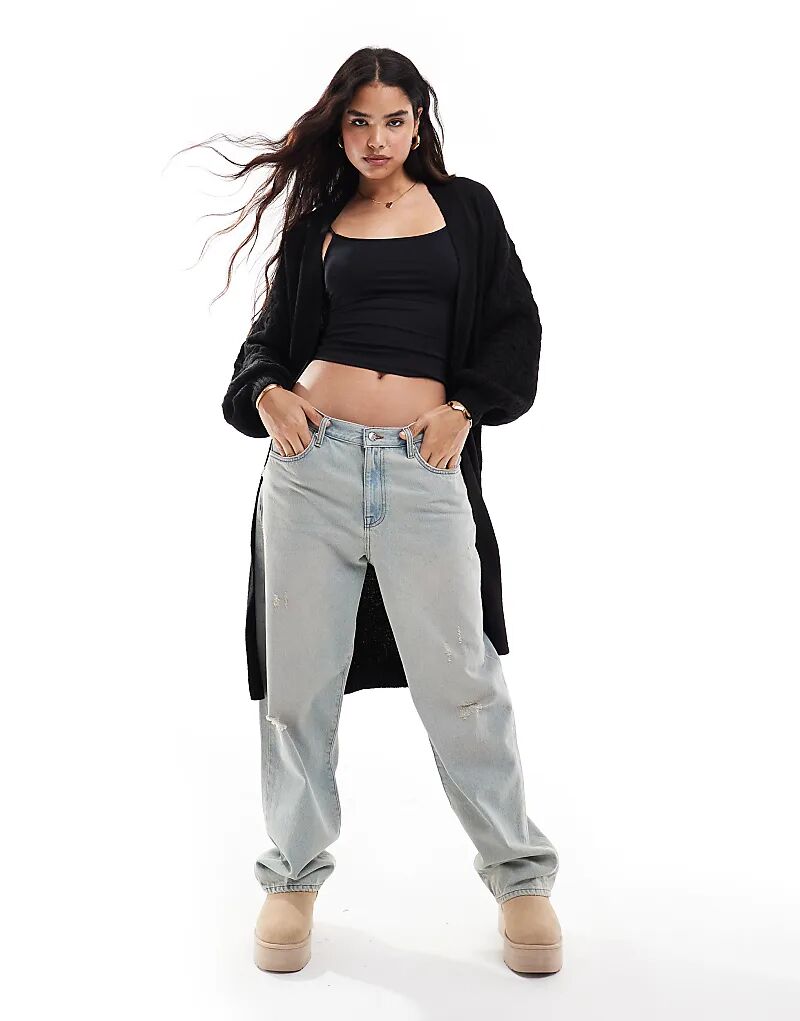 Удлиненный кардиган вязки косами черного цвета Threadbare
Удлиненный кардиган вязки косами черного цвета Threadbare