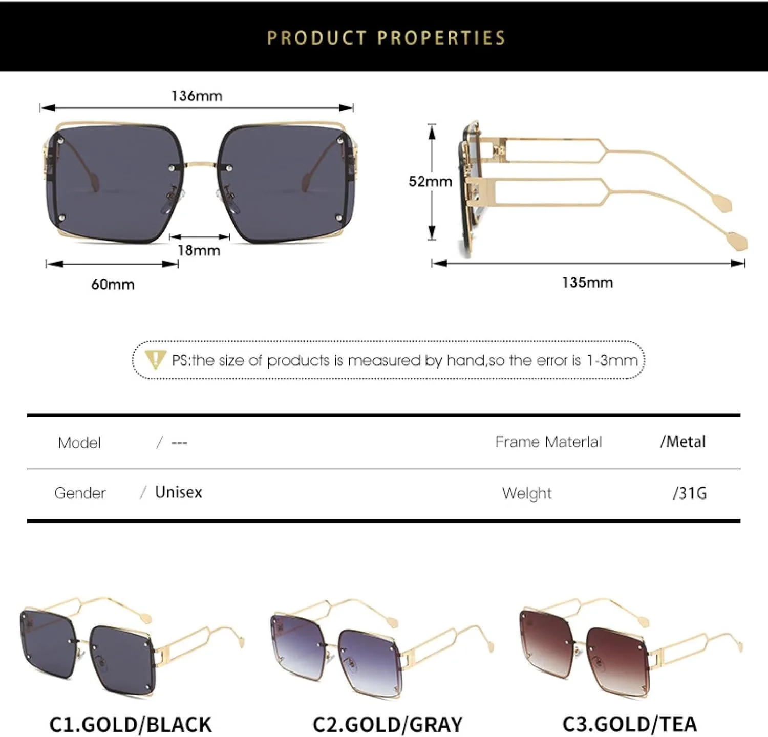 Классические ретро-солнцезащитные очки для женщин, роскошные, модные, для активного отдыха, вождения, с защитой от УФ-излучения UV400 TKKTLLT, Gold Gradient Tea
Классические ретро-солнцезащитные очки для женщин, роскошные, модные, для активного отдыха, вождения, с защитой от УФ-излучения UV400 TKKTLLT, Gold Gradient Tea