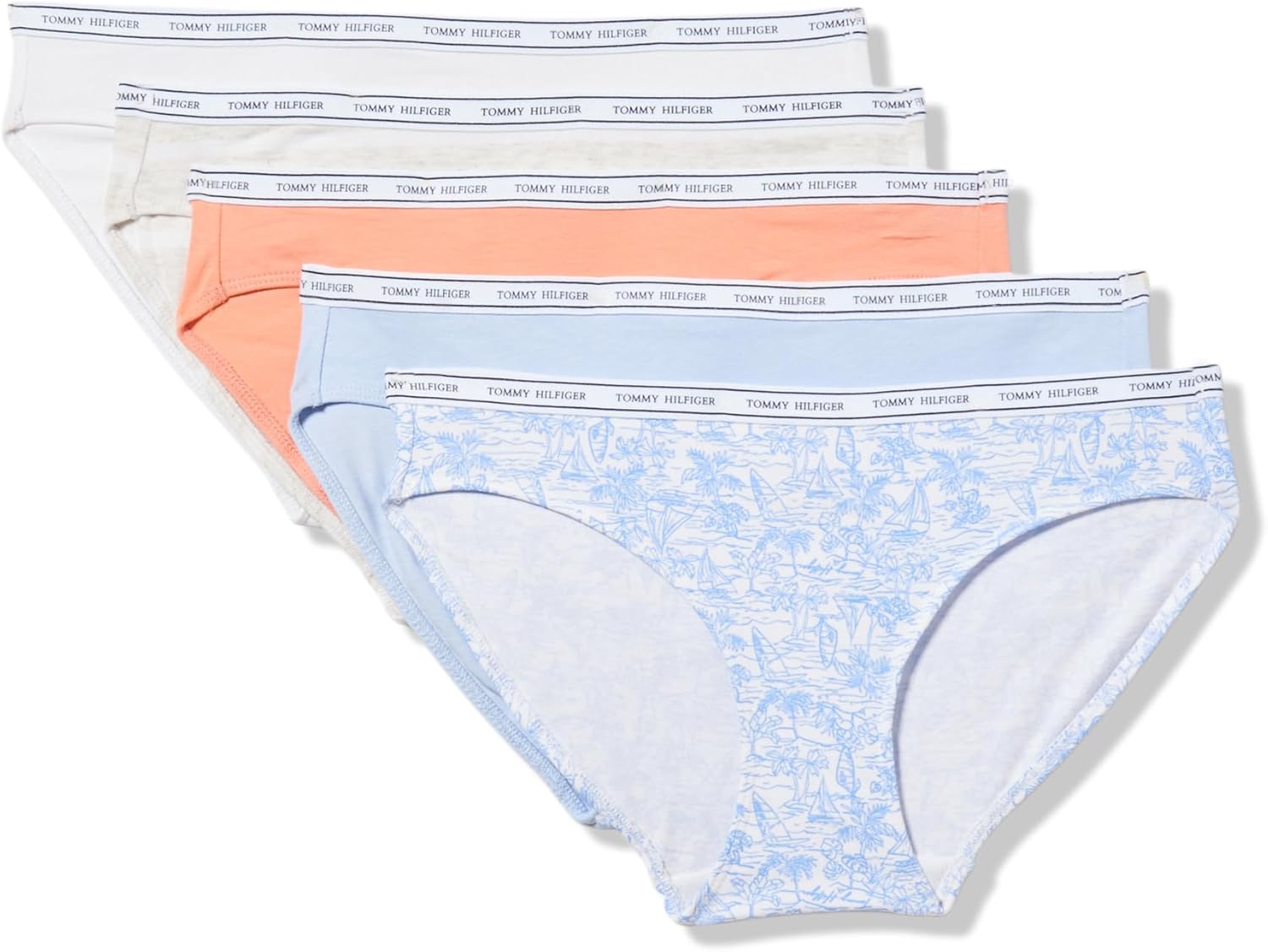 Женские классические хлопковые бикини с логотипом Tommy Hilfiger, упаковка 5 шт., Harbor/Bright White/Desert Flower/Sweet Blue/Heather Grey Stripe
Женские классические хлопковые бикини с логотипом Tommy Hilfiger, упаковка 5 шт., Harbor/Bright White/Desert Flower/Sweet Blue/Heather Grey Stripe