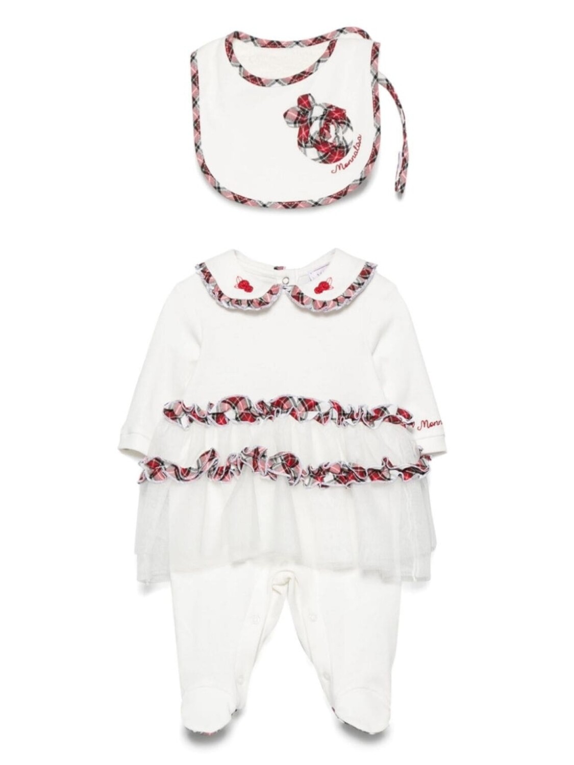Monnalisa комплект для новорожденного с отделкой в клетку, белый
Monnalisa комплект для новорожденного с отделкой в клетку, белый