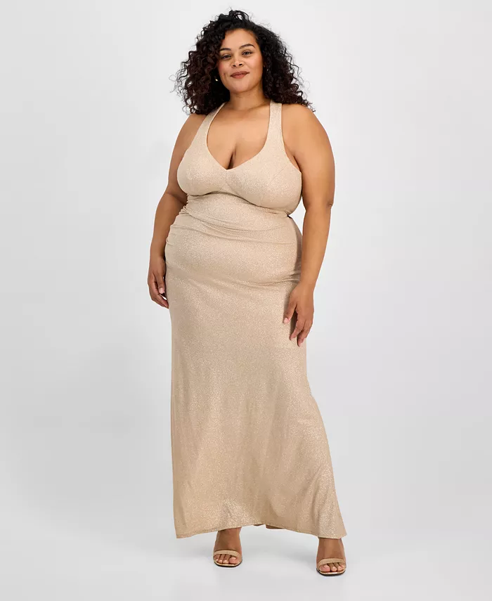 Модное платье больших размеров с V-образным вырезом без рукавов с блестками B Darlin, коричневый/бежевый
Модное платье больших размеров с V-образным вырезом без рукавов с блестками B Darlin, коричневый/бежевый