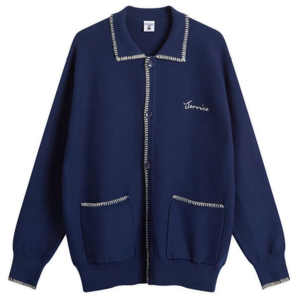 Кардиган, связанный узором «одеяло» Service Works, темно-синий
Кардиган, связанный узором «одеяло» Service Works, темно-синий