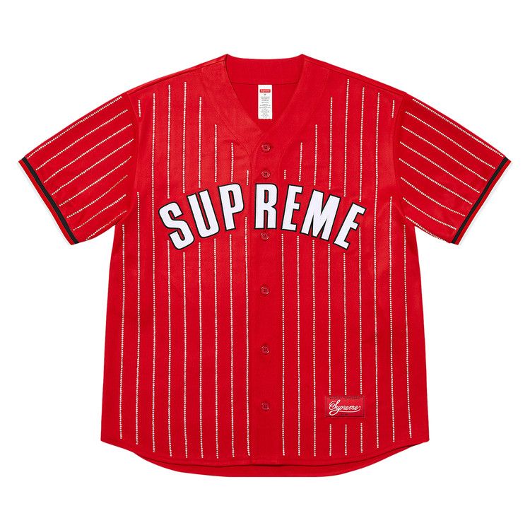 Джерси Supreme Rhinestone Stripe Baseball Jersey, Red
Джерси Supreme Rhinestone Stripe Baseball Jersey, Red