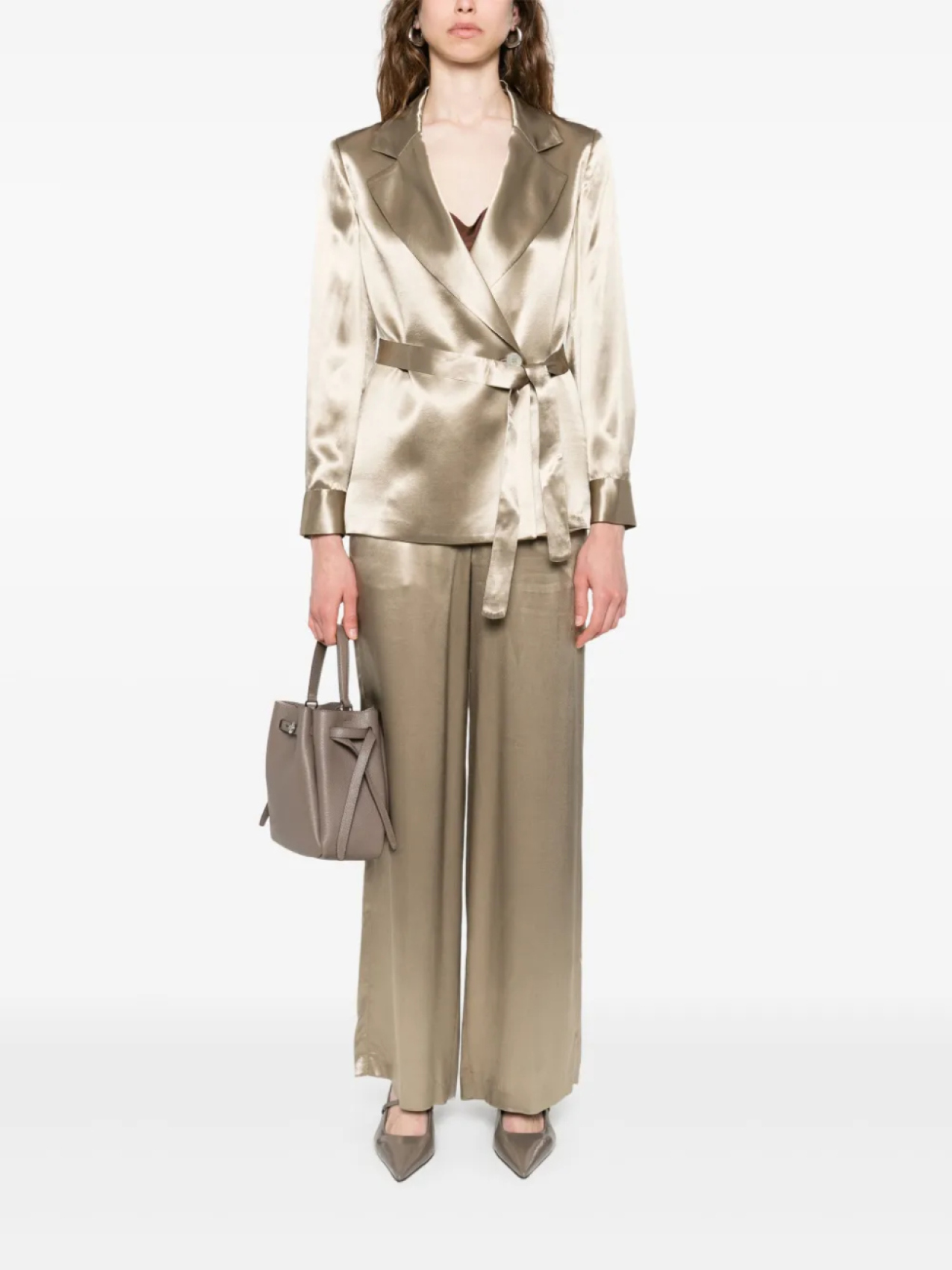 Peserico атласные брюки широкого кроя, зеленый
Peserico атласные брюки широкого кроя, зеленый