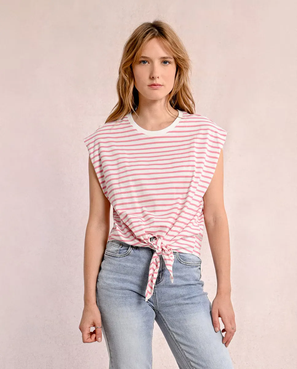 Женская полосатая футболка с узлом Molly Bracken, розовый
Женская полосатая футболка с узлом Molly Bracken, розовый