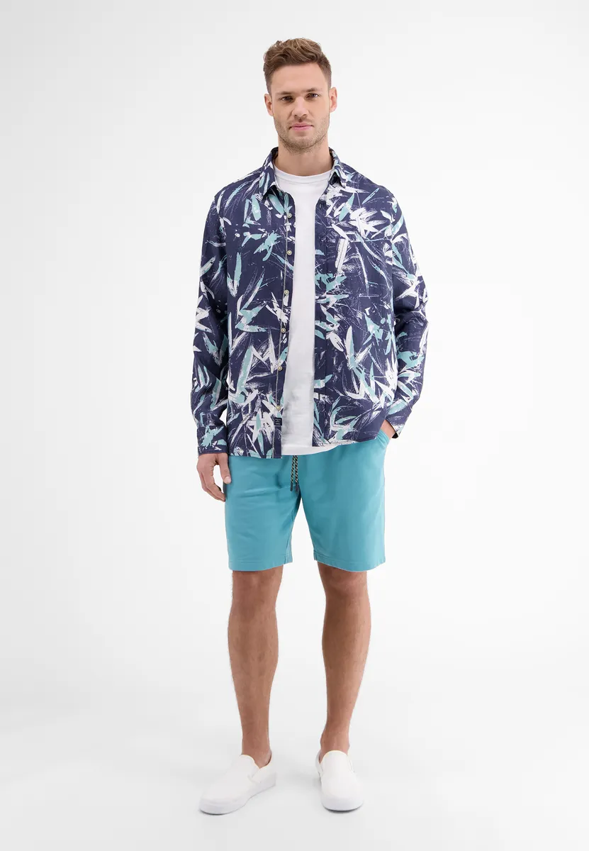 Рубашка LERROS с длинными рукавами "Льняная рубашка LERROS с цветочным узором AOP", цвет Nautic Blue